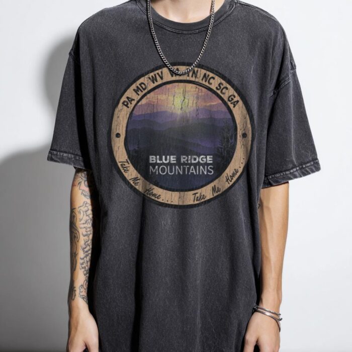 Blue Ridge Mountains Tee | Retro Peachy Summer Camp Shirt