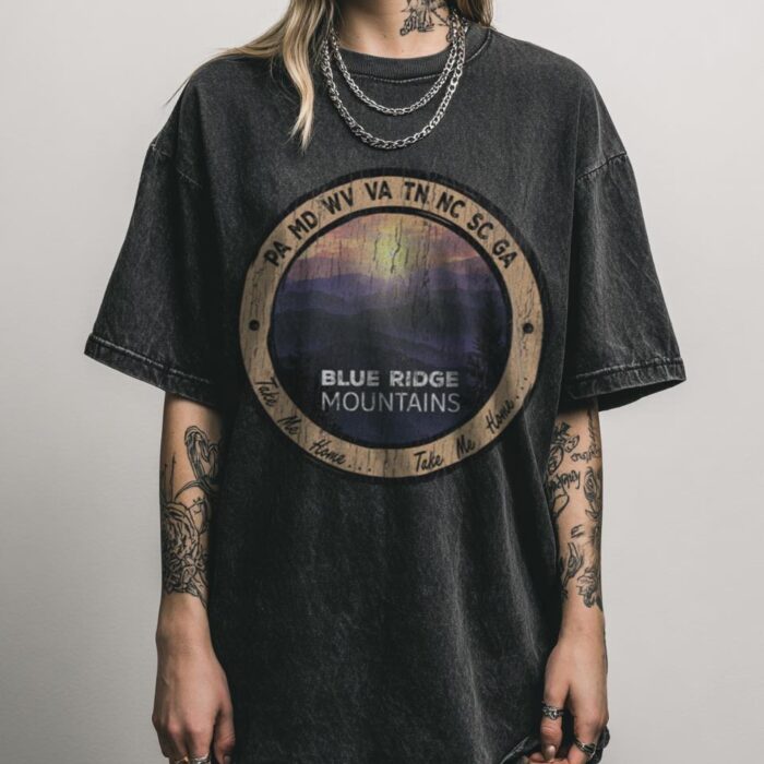Blue Ridge Mountains Tee | Retro Peachy Summer Camp Shirt