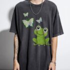 Cute Frog & Butterfly T-Shirt | Nature Lover Graphic Tee