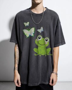Cute Frog & Butterfly T-Shirt | Nature Lover Graphic Tee