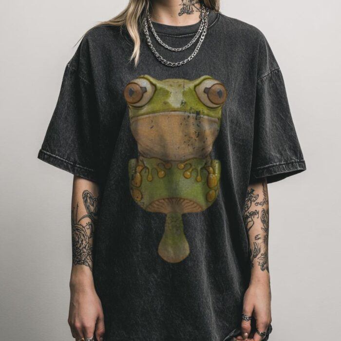 Frog on a Mushroom T-Shirt | Trippy Groggy Shroom Tee