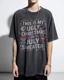 Funny Christmas in July T-Shirt | Ugly Sweater Style Tee