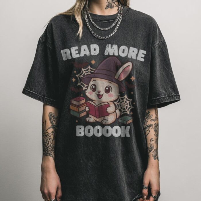 Funny Witch Bunny T-Shirt | 'Read More Books' Halloween Tee
