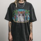 Hawaiian Kawaii Cat T-Shirt | Summer Flower Crown Tee