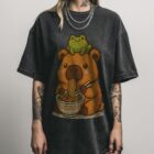 Kawaii Capybara & Frog T-Shirt | Cute Ramen Lover Tee