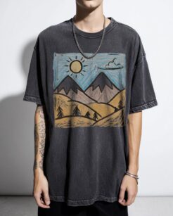 Minimal Mountain Line Art T-Shirt | Simple Nature Tee
