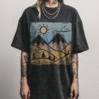 Minimal Mountain Line Art T-Shirt | Simple Nature Tee