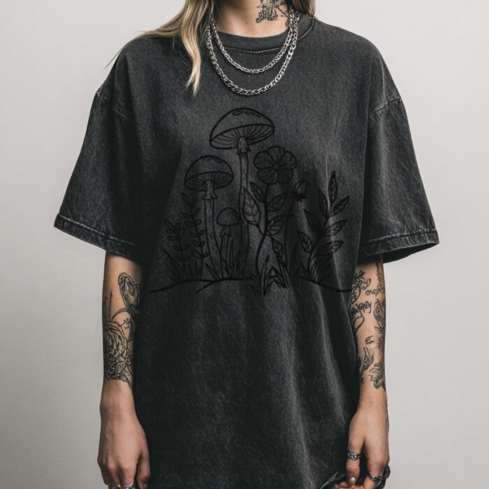 Simple Mushroom Patch T-Shirt | Cute Floral Fungi Tee