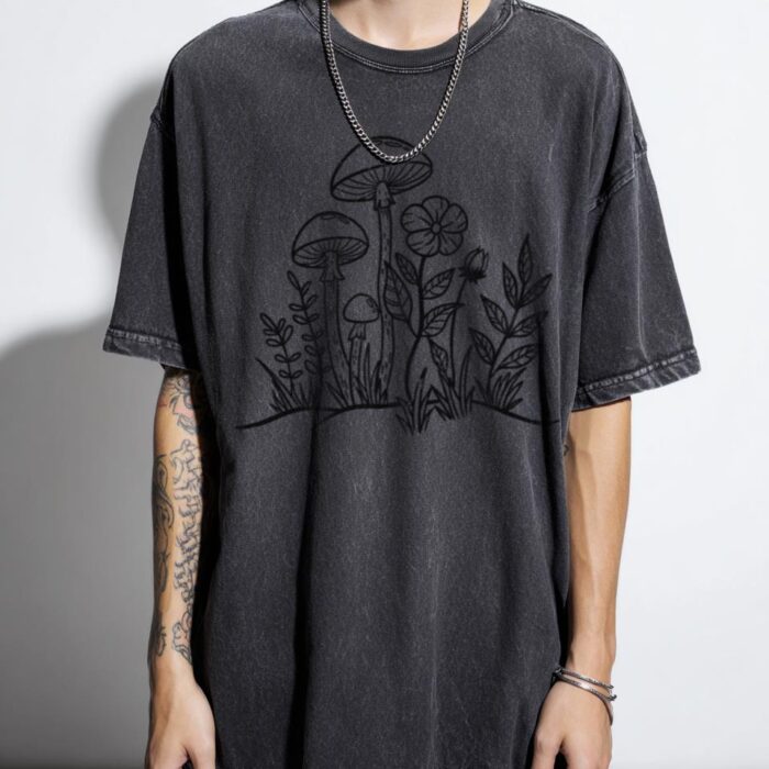Simple Mushroom Patch T-Shirt | Cute Floral Fungi Tee