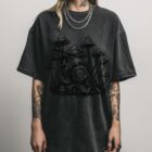 Snail and Mushrooms Line Art T-Shirt | Whimsical Tee