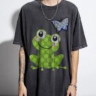 Whimsical Green Frog T-Shirt | Sweet Nature Graphic Tee