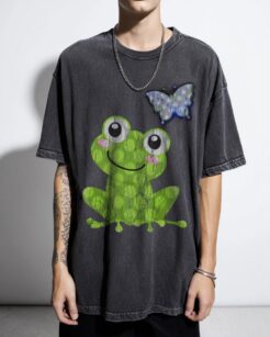 Whimsical Green Frog T-Shirt | Sweet Nature Graphic Tee