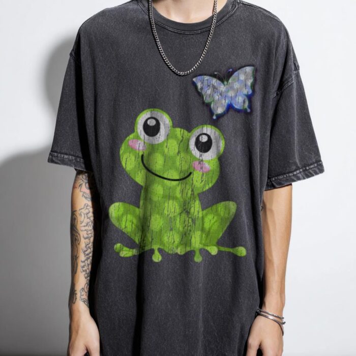 Whimsical Green Frog T-Shirt | Sweet Nature Graphic Tee