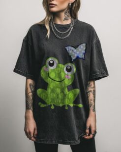 Whimsical Green Frog T-Shirt | Sweet Nature Graphic Tee