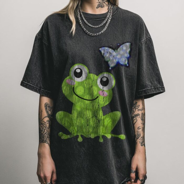Whimsical Green Frog T-Shirt | Sweet Nature Graphic Tee